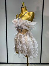 Luxury Birthday Dress Women Sexy White Crystal Transparent Wings Mini Dress Nightclub Evening Party Singer Stage Perform Costume